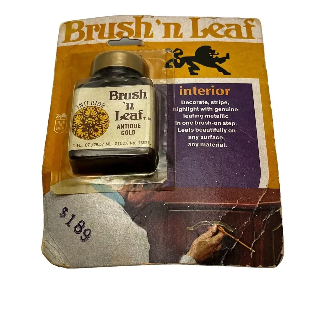 Vintage Brush N Leaf Antique Gold Metallic Paint 1 Oz Made In USA Rub N Buff NOS - Picture 1 of 16